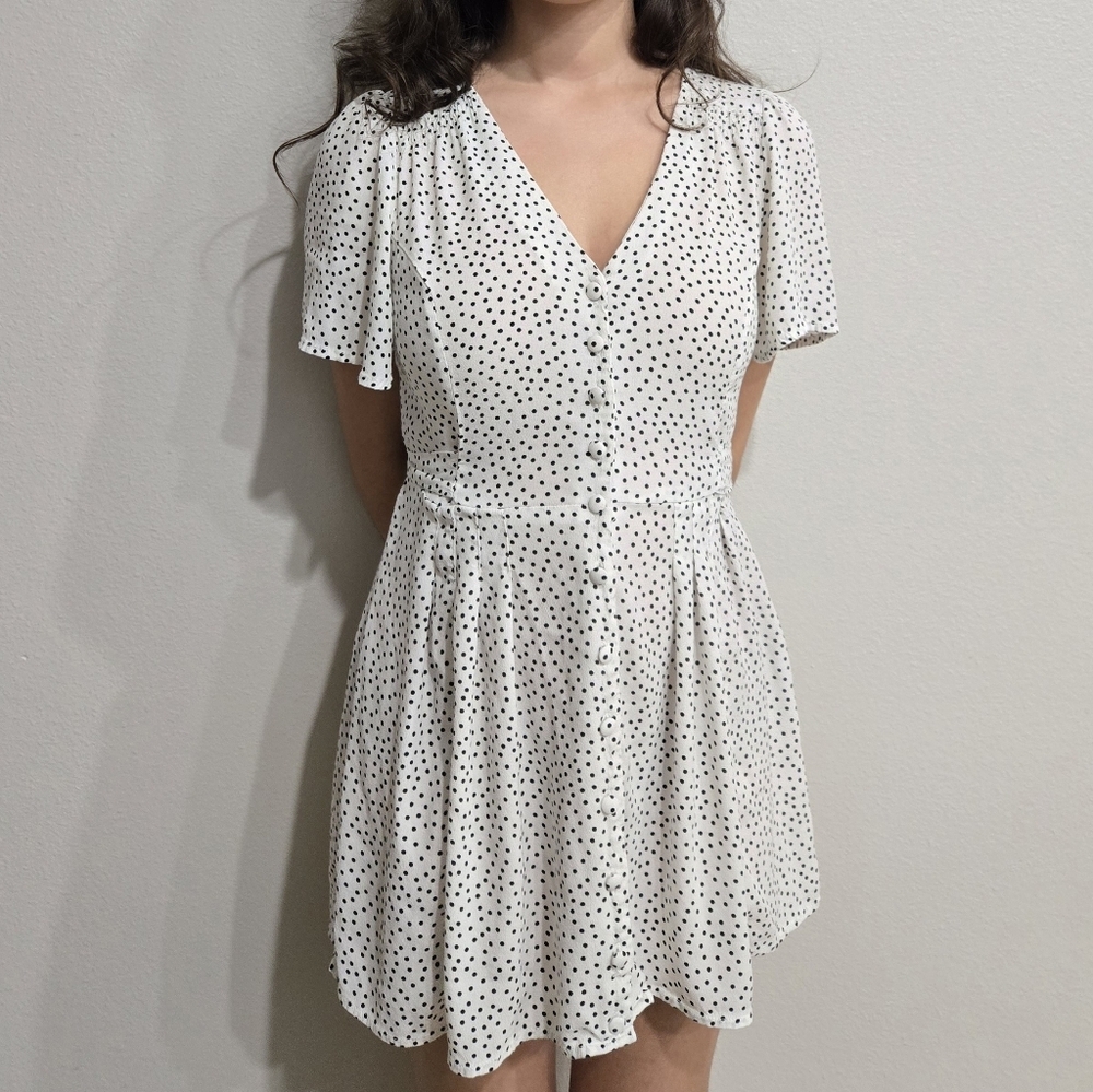 Oysho Polka Dot V-Neck Mini Dress